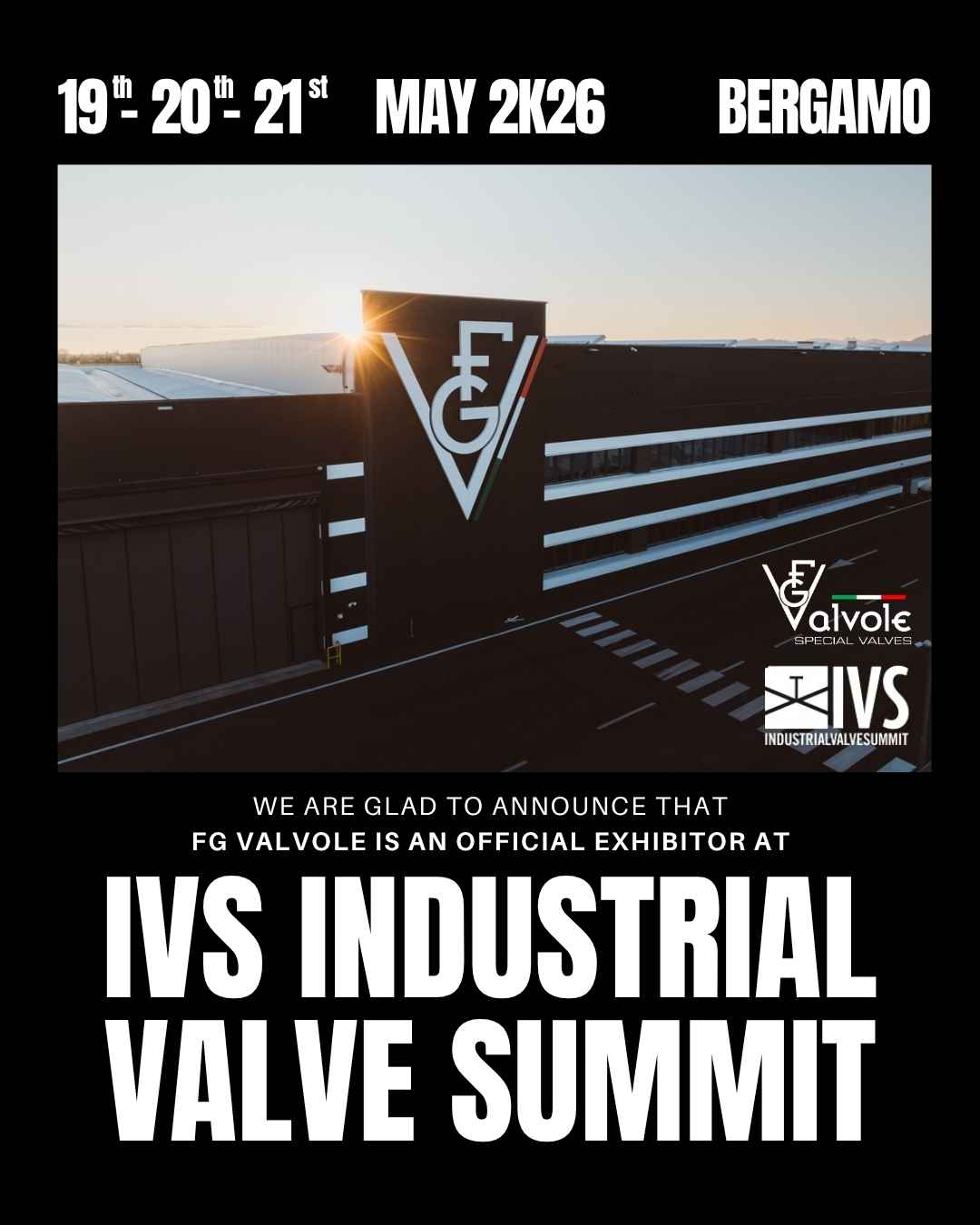 FG Valvole will be exhibiting at the IVS – Industrial Valve Summit 2026 in Bergamo